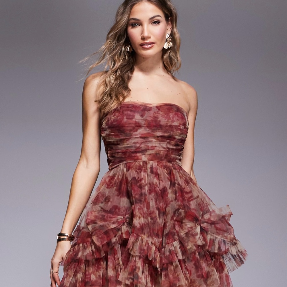 Tulle Floral Corset Mini Dress